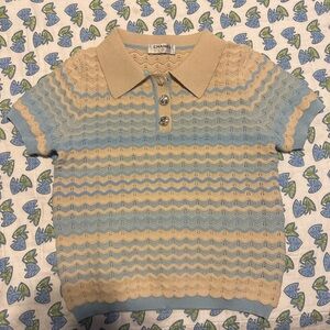 Charming Chevron women’s Chanel Shirt - Blue and Tan